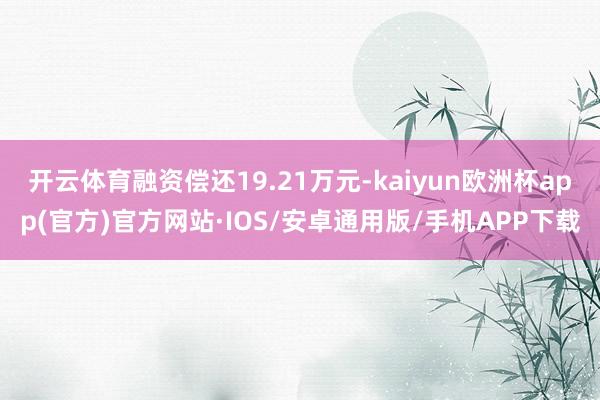 开云体育融资偿还19.21万元-kaiyun欧洲杯app(官方)官方网站·IOS/安卓通用版/手机APP下载